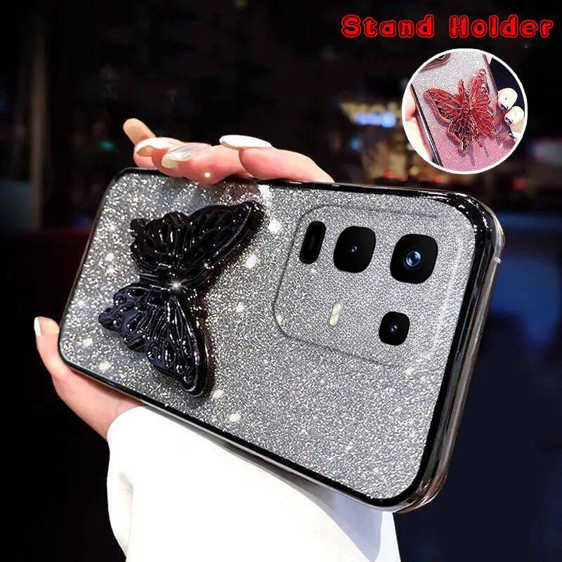 For infinix Note 50S 50X Case with Cute Butterfly Stand Luxury Slim Gradient Clear Plating Glitter Girls for infinix Note 50X 50S Back Cover