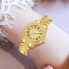 4PC Gold Alloy Strap Women's Watch Set Luxury Trend Fashion Quartz Watch Bracelet Set Suitable for Daily Clothing Matching