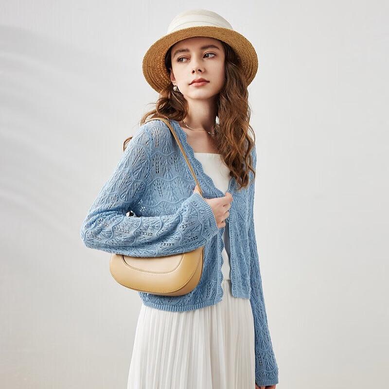 Cardigan da Donna in Misto Lino con Scollo a V e Pizzo Francese