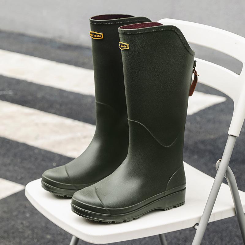 Unisex High-Top Waterproof Rain Boots - Lightweight, Non-Slip, Long Rubber Overshoes for Outdoors