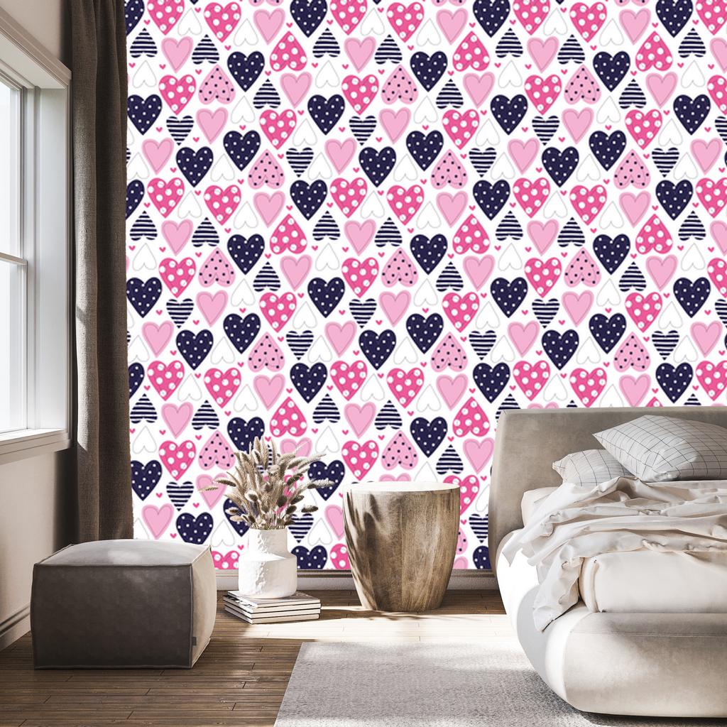 Colorful Hearts Wallpaper for Living Room and Bedroom 50x1000