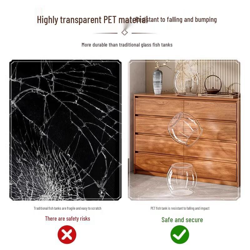 Unbreakable Round Fish Tank: High-Transparency, Impact-Resistant Plastic Desktop Eco-Tank