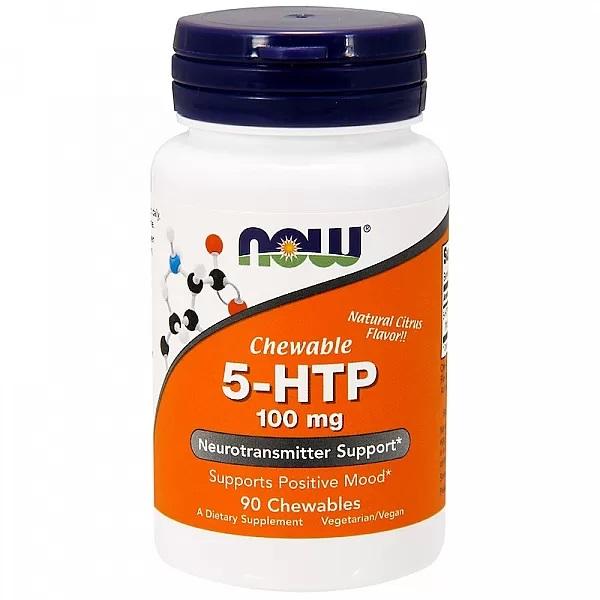 

Now Foods 5-HTP 100 мг, жувальні таблетки, 90 таблеток citrus