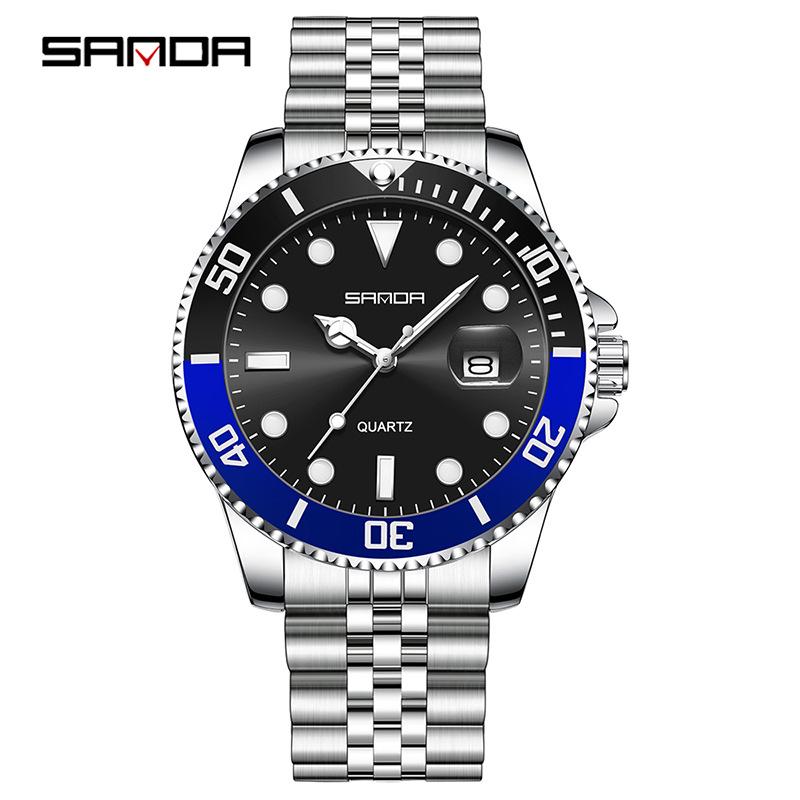 Men's Green Water Ghost Luminous Quartz Watch - Simple, Fashionable, Waterproof Business Design by Sanda.
