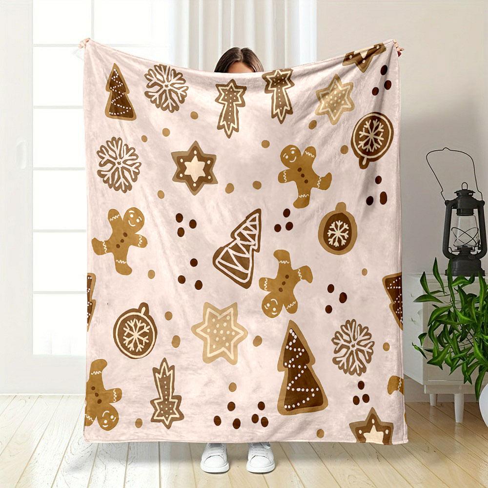 Christmas Gingerbread Pattern Blanket print blanket soft and cozy perfect for the living room bed sofa or a nap,gift