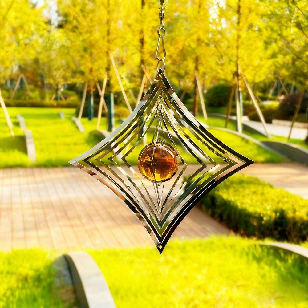 3D Flowing Wind Spinner 10/15cm Stainless Catcher Hanging Decor 10 Styles Yard Garden Mirror Rainbow