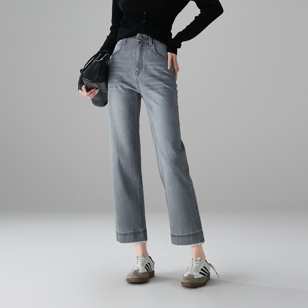 Lace and Lace Patchwork High Waisted Jeans for Women In 2026 Spring Fashion, Versatile and Slimming Straight Leg Pants