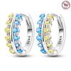 Classic Earrings 925 Silver Colorful CZ Hoop Earrings for Women Birthday Party Wedding Engagemen Gift Jewelry