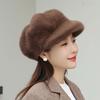 Elegante Faux Fur Baret voor Dames - Winterwarmte met Verstelbare Metalen Sluiting, Chic Imitatie Nerts Design, Perfect voor Kerstuitjes