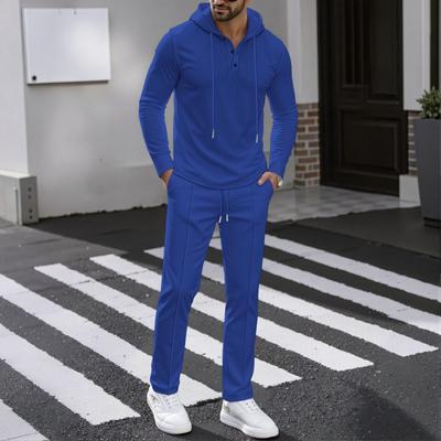 Herren Langarm Hoodie & Hose Zweiteiliges Set | Lässiger Trainingsanzug mit Kordelzug & Pullover-Design