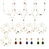18K Gold-Plated Stainless Steel Jewelry Set: Bead Chain Necklace & Earrings with Oval Bezel Faceted Glass Stone.