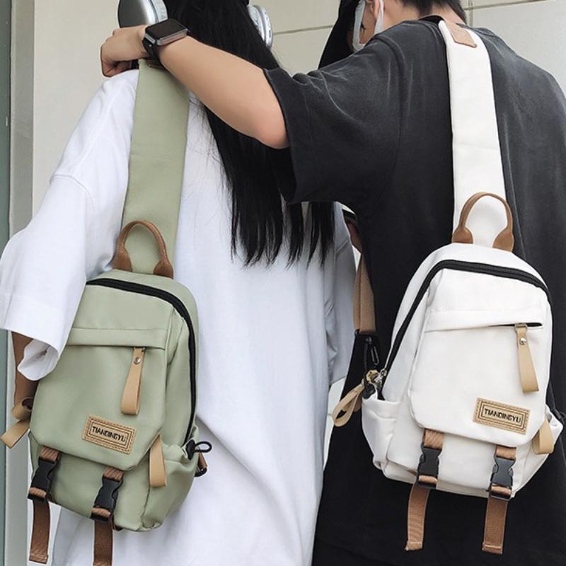 Nylon Casual Chest Bag, Large Capacity, Unisex, Crossbody Sling Backpack, with Multi-Pocket, Zipper Closure, for Daily Commute