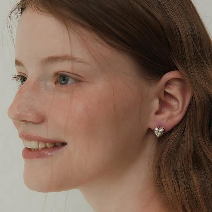 (Silver 925) Flower Cubic Full Heart Earrings EC3068