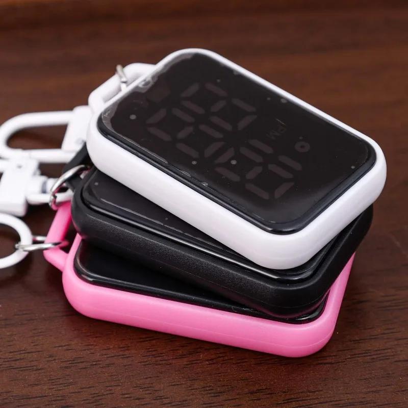 Creative Square LED Electronic Watches Keyring Small Hanging Watch Display Digital Pendant Watches Keychains for Students Gifts