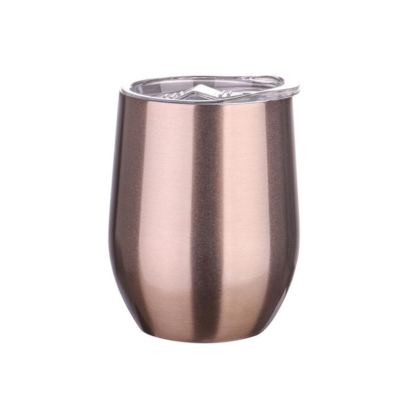304 Stainless Steel Double-Layer Vacuum Insulated 12oz Egg-Shaped Cup, Portable U-Shaped Design with Heat Sublimation Spray.