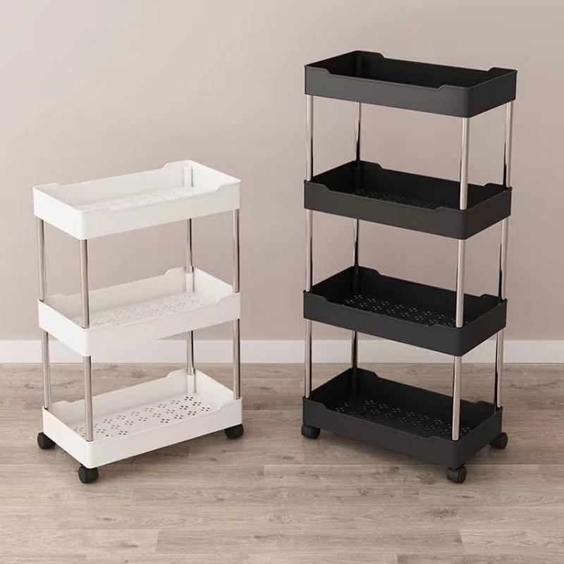 1pc 3/4 Tier Rolling Storage Cart High Capacity Storage Shelf Movable Gap Storage Rack Kitchen Bathroom And Livingroom Organizer
