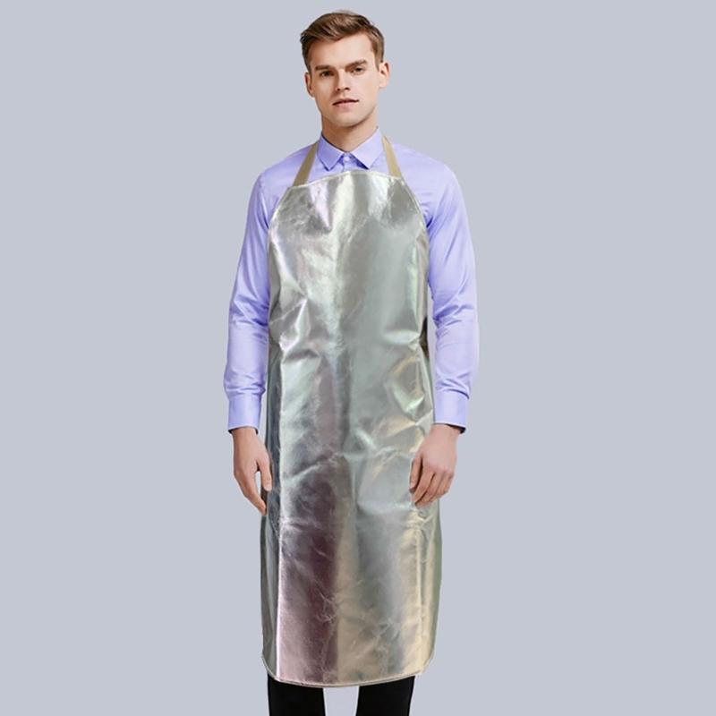 High Temperature Kitchen Apron Protective Aluminum Foil Cooking Apron, Adjustable Fit for Chefs and Grill Cooker