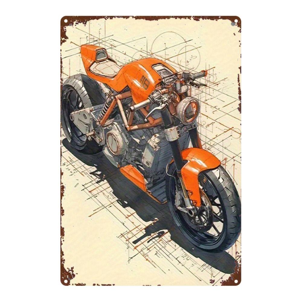 Vintage Motorcycle Metal Tin Sign Retro Biker Garage Wall Decor Industrial Style Art