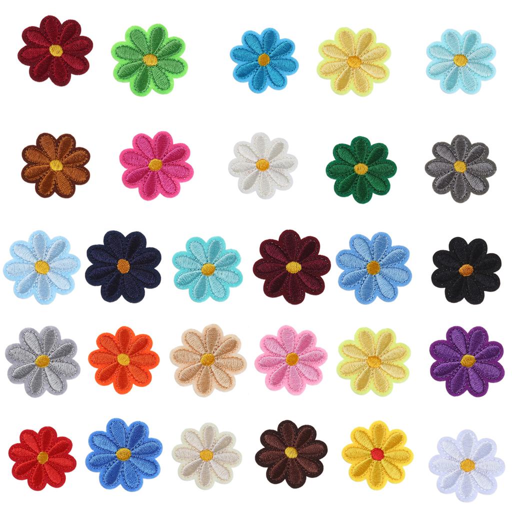 28Pieces Embroidered Flower Applique Patches Iron On Flower Patches for Kid Clothing Jeans Jackets Hat Embellishment