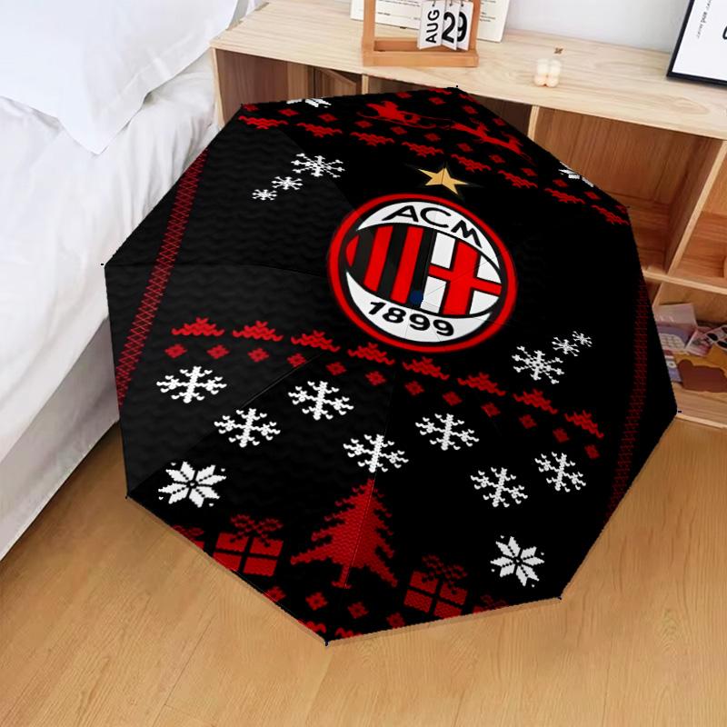 1PC Ac Milan Printed Umbrella Folding umbrella, automatic umbrella 8-Frame for Travel, camping Fan gifts Christmas Gifts