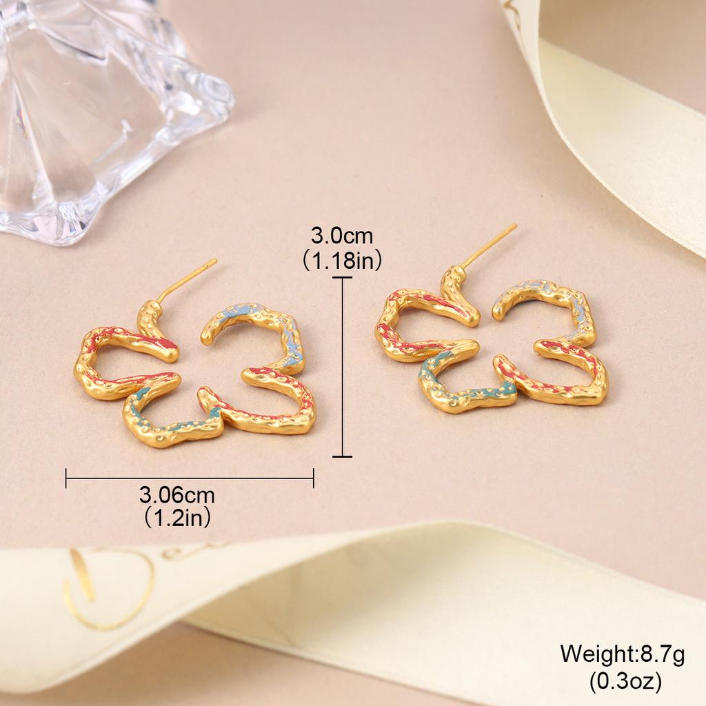 French silver needle flower painted medieval earrings niche design pearl explosion spring and summer stud earrings