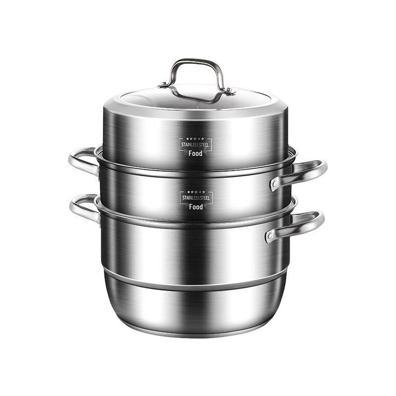 ZISIZ 30cm Multi-functional 3-Layer Stainless Steel Steamer Pot