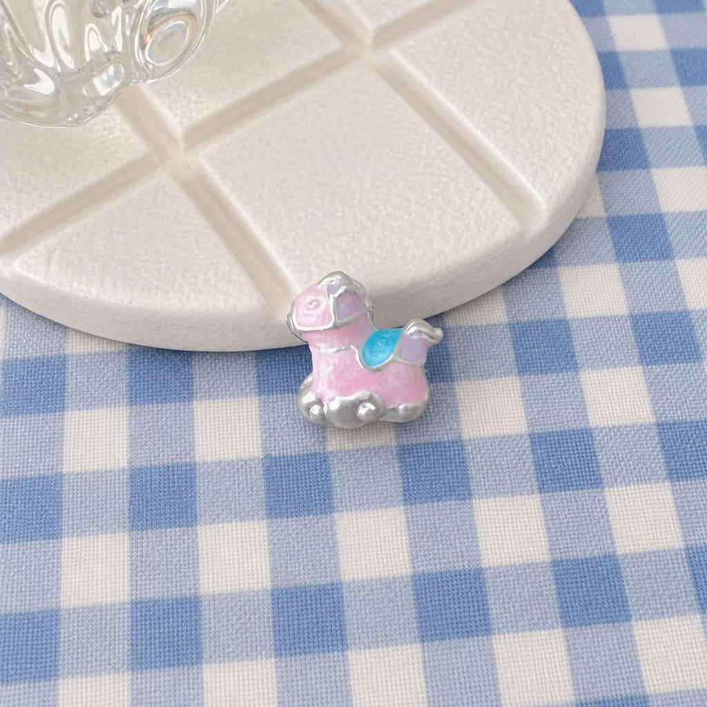 999 Sterling Silver Colorful Cartoon Horse Spacer Beads for DIY Bracelets