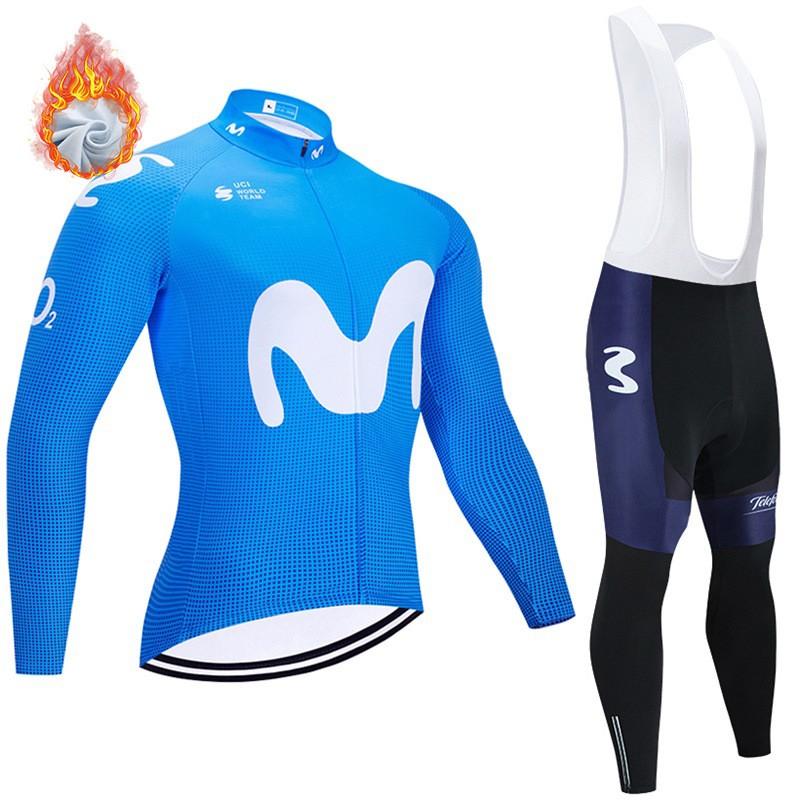Mens Fleece Cycling Jersey Long Sleeve Winter Thermal Bike Top Road Mountain Biking