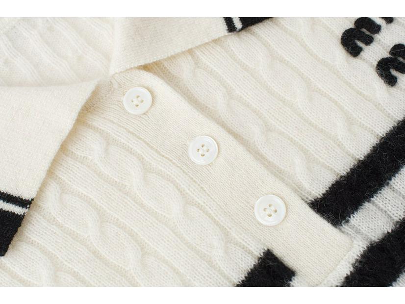 Women's 100% Pure Cashmere Striped Turn-Down Collar Sweater