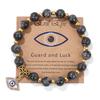 Natural Stone Bead Bracelet with Vintage Evil Eye Pendant, Versatile Hand Jewelry