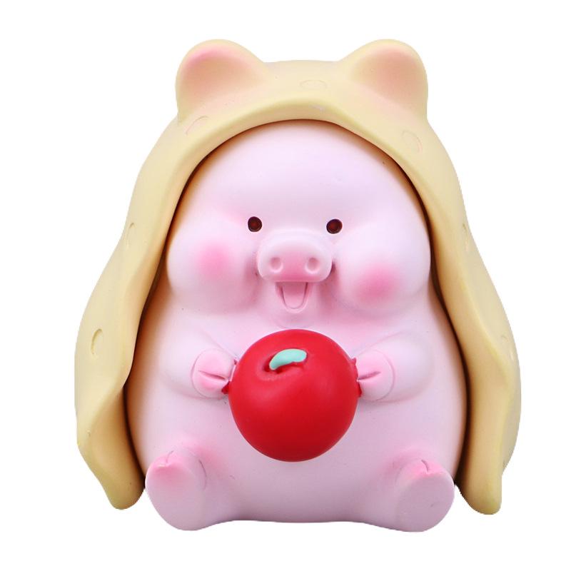 Adorable Dumb Pig Resin Figurine - Cute Desktop or Car Decoration