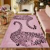 Minimalist Leopard Silhouette Themed Rug,Anti-Slip Mat with Blush Pink Base Living Room Bedroom,Chic Exotic Decorative Carpet