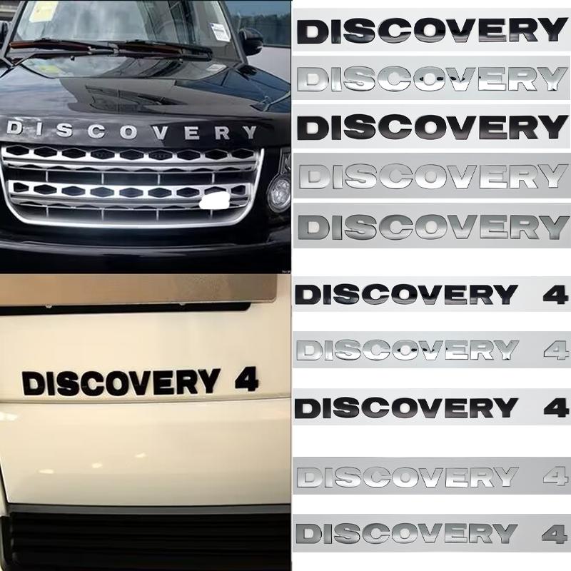 Round Font Letter Emblem Badge Car Styling accessories for DISCOVERY 4 Hood Rear Trunk Logo Sticker chrome silver Black grey