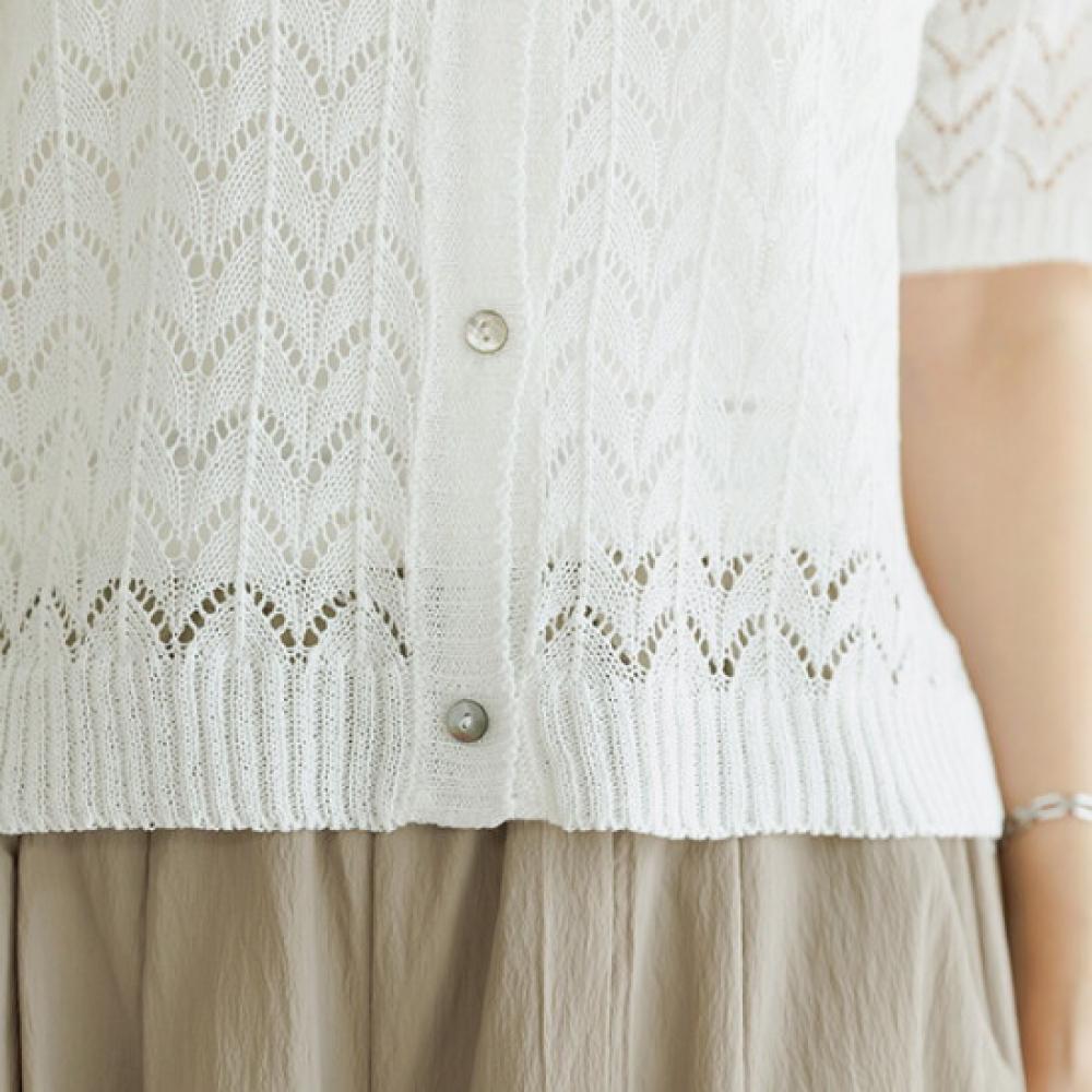 Dedra Knitted Short Sleeve Cardigan 100size Caf3004