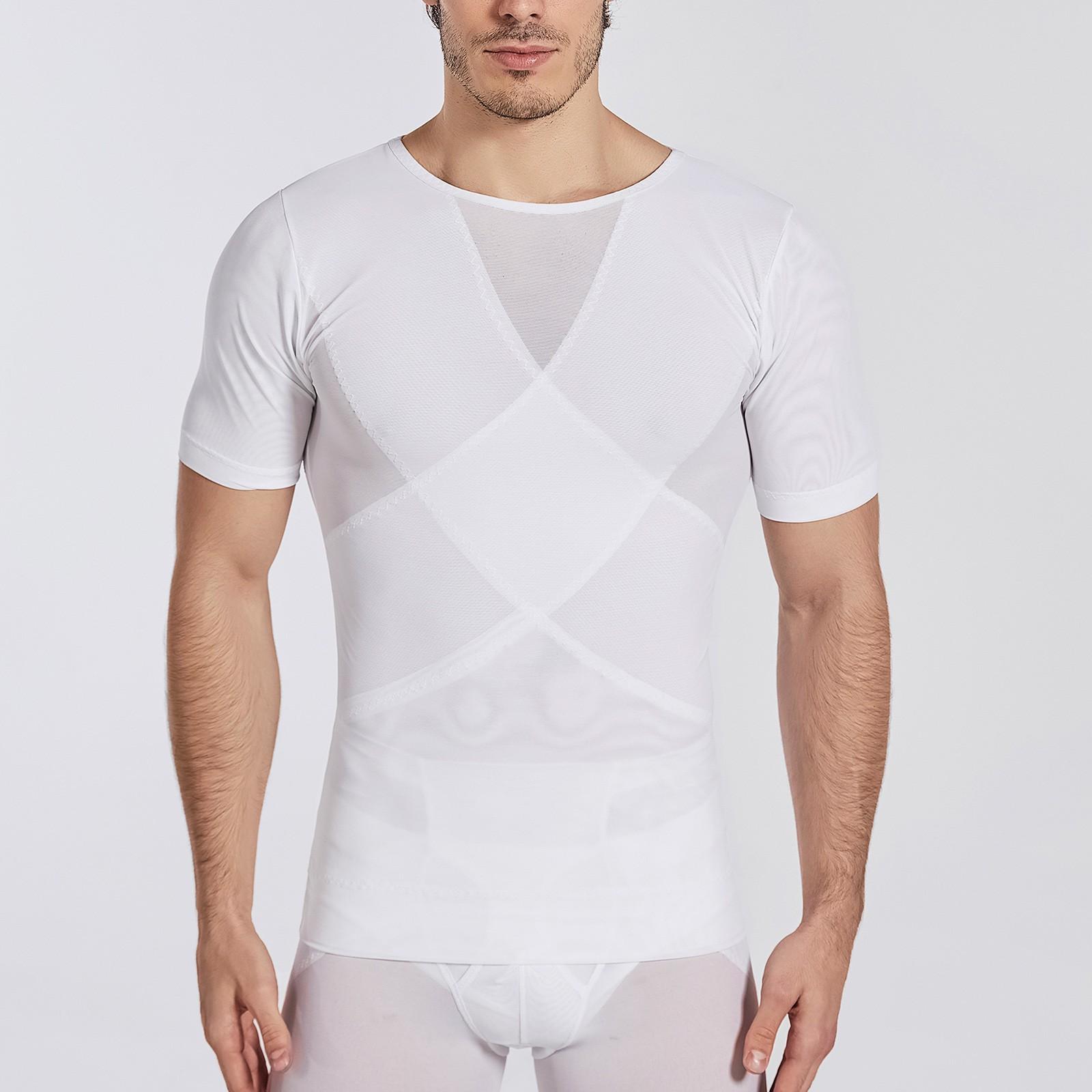 

Мужской дышащий обтягивающий утягивающий комбинезон с короткими рукавами XXL белый