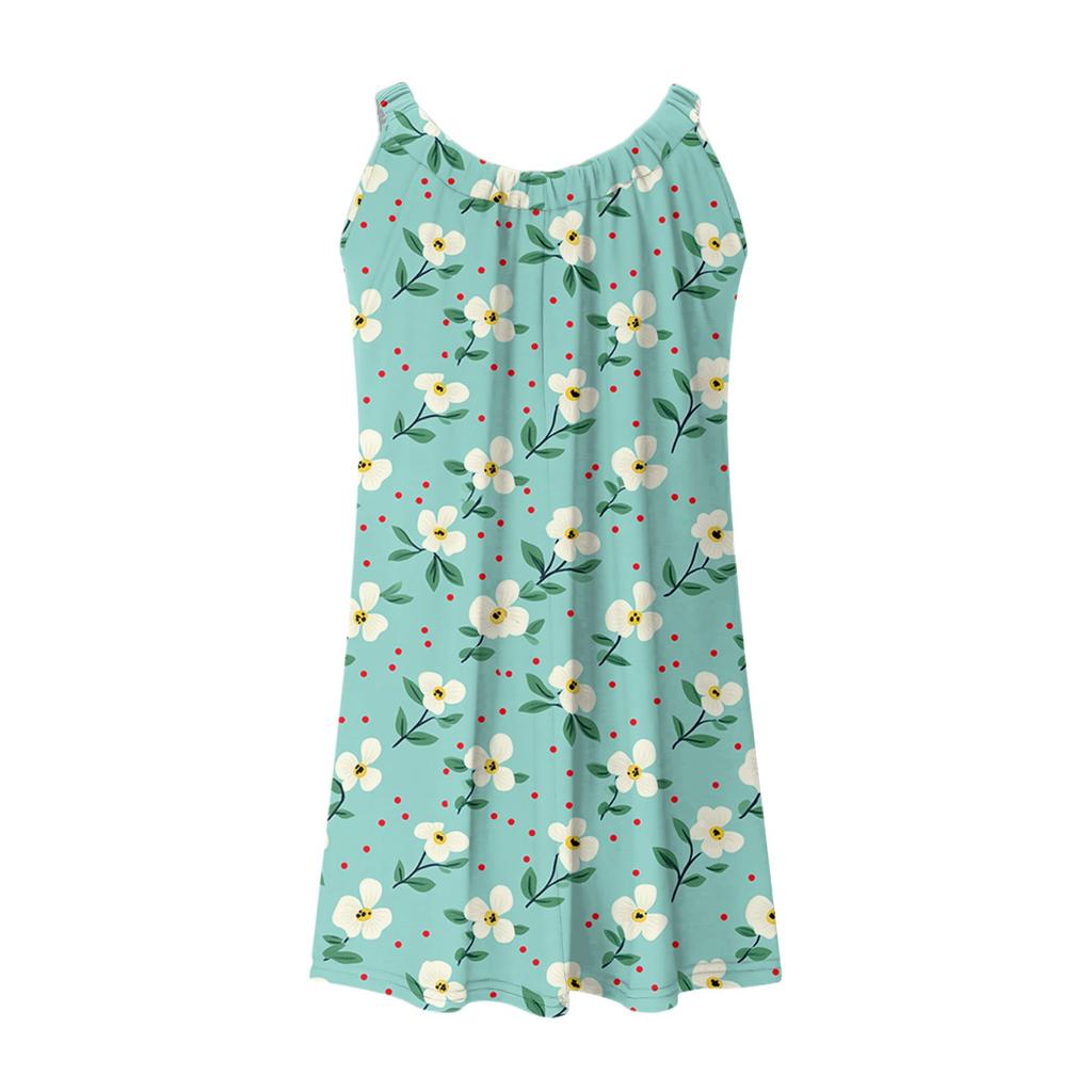Abito da sole estivo da donna senza maniche con scollo a U, vestito canotta da spiaggia
