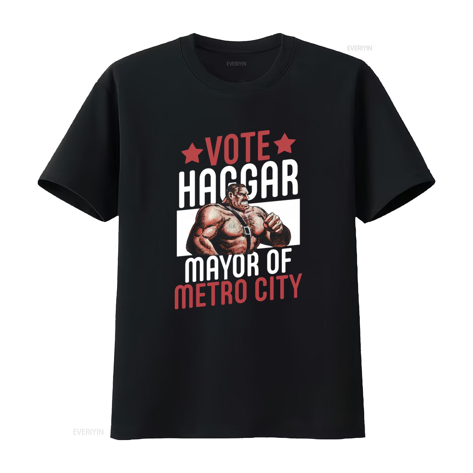 

Vote Haggar Mayor Of Metro City Final Fight T Shirt For Men vintage Washed Casual Soft homme Unisex Stretched streetwear 4XL