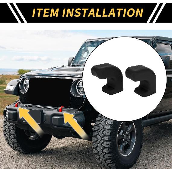 

Car Bumper Tow Hook Covers for Jeep Wrangler JK JL Gladiator TJ 2007-2023 Tow Cover Cap Rubber Black 2pcs