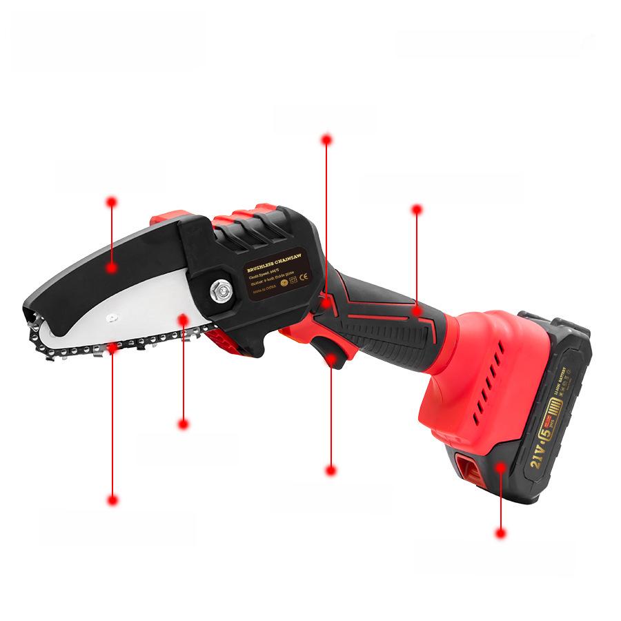 HILDA Brushless Chainsaw 4/6 Inch: High-Power, Dual-Handed Electric Chainsaw with Large Capacity