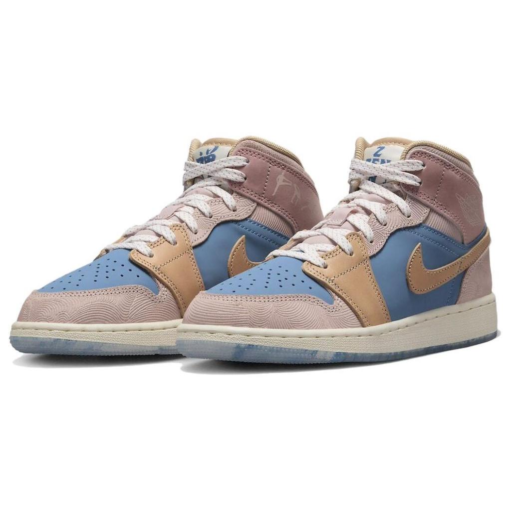 Air Jordan 1 Mid SS GS Zen Sneakers da Bambino Blu Egeo-Tempesta Canapa FN7452-400