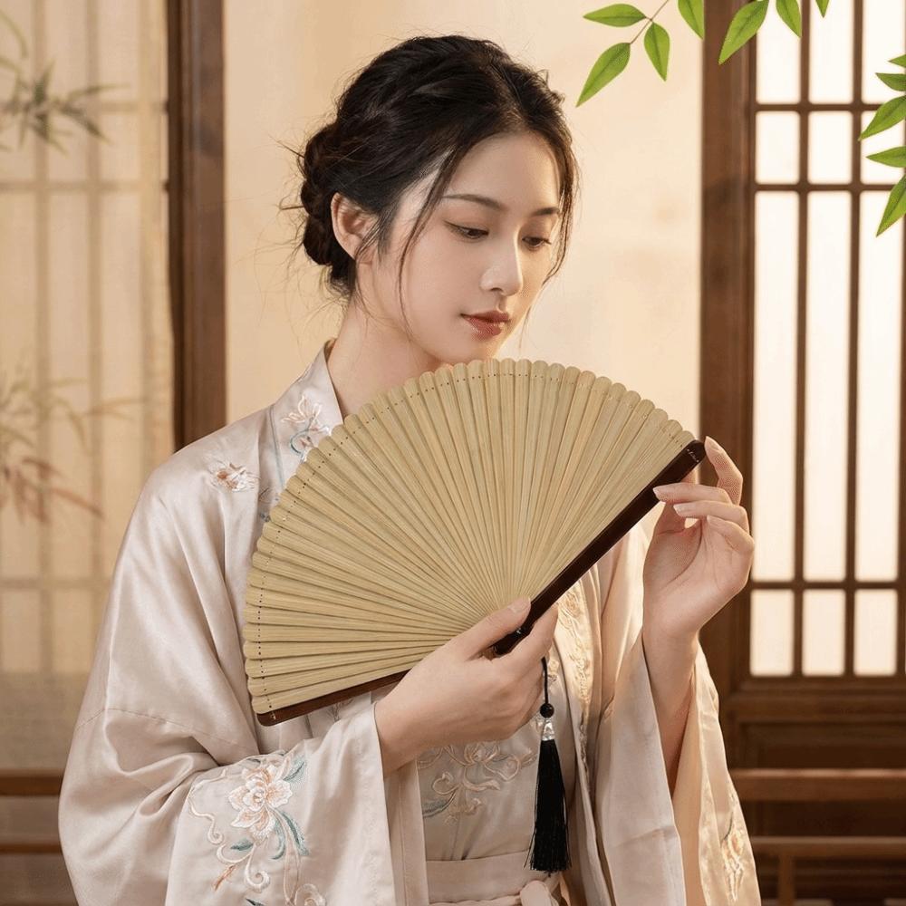 Mini Handheld Fan Portable Chinese Style Fan Creative Tassel Folding Fan Stage Performance