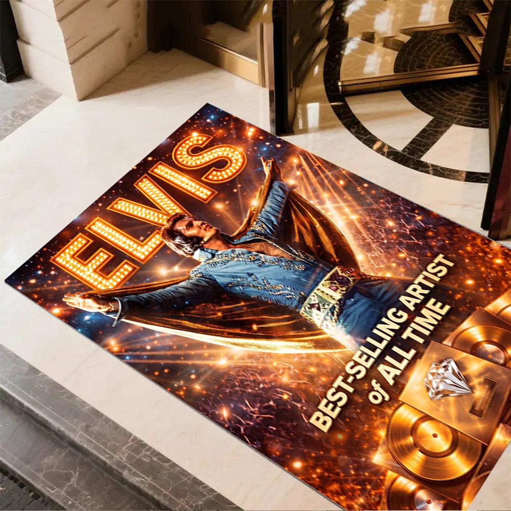 Elvis Presley Fan Quote Area Rug Suitable for Study room Entryway Game Room Playrooms Antislip Carpet Anime Office Decor Birthday/Christmas Gift