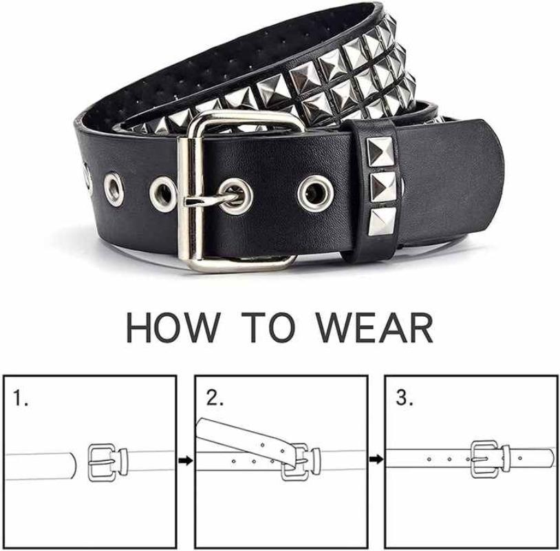 10PCS Studded Belt Metal Punk Rock Studded Belt with Bright Coloured Pyramid Studs Men's and Women's Belts Leather Belt