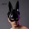 Themed Party Mask for Adults Halloween Bunny Half Face Mask, Costume Prop with Long Plastic Rabbit Ears, Cosplay Adults, Masquerade Accessory