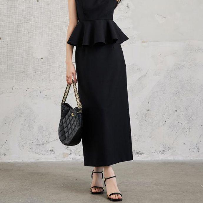 

French Hepburn-Inspired Elegant Women s Suit Set: Sleeveless Top & Waist-Cinching Skirt, Summer 2026 Collection L [Recommended 105-115 lbs]