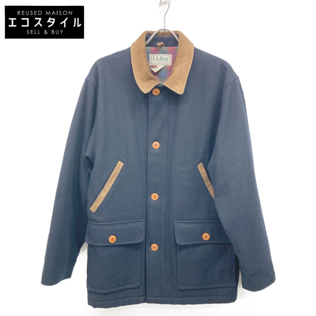 

LLBean Navy Mackinaw Охотничья шерстяная куртка, 80-е, Сделано в США Куртка M Navy Б/У