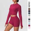 Cross-border Slim-fit Sports Jacket & High-waist Yoga Shorts Set