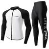 Mens Quick-Dry UV Protection Rash Guard Set Long Sleeve Top Pants Snorkeling Surfing Swimming
