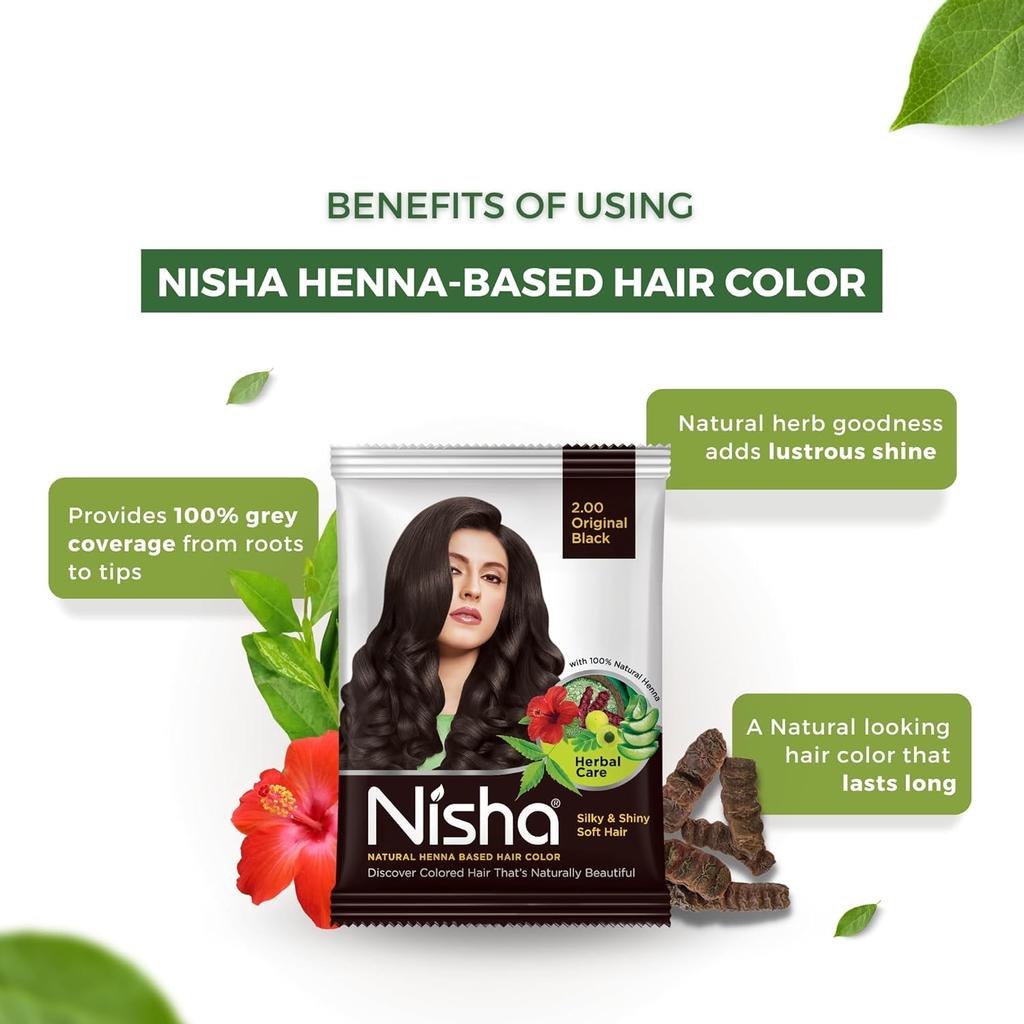 Nisha Colore Naturale per Capelli all'Henné 10g x Confezione da 10 | Tintura Erboristica Condizionante per Capelli Morbidi e Lucenti per Uomini e Donne