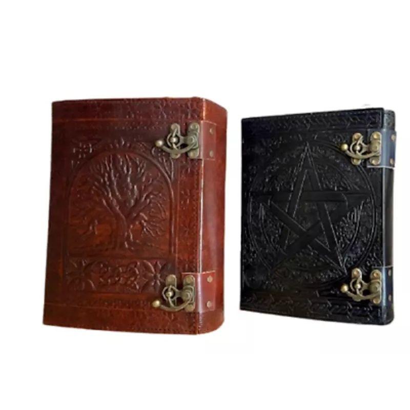Confezione da 2 Diario in Pelle Marrone Albero della vita Pentacolo Nero, Libro 600 Pagine